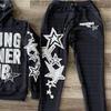 Gothic Hip Hop Hoodie 3D Star Letter Print Streetwear Unisex Casual Pullover