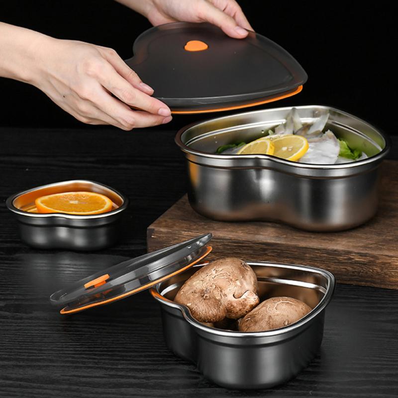 Hjerteformet matboks Bento-boks Forseglet Lekkasjesikker 304 Rustfritt Stål Matbeholdere Med Plast