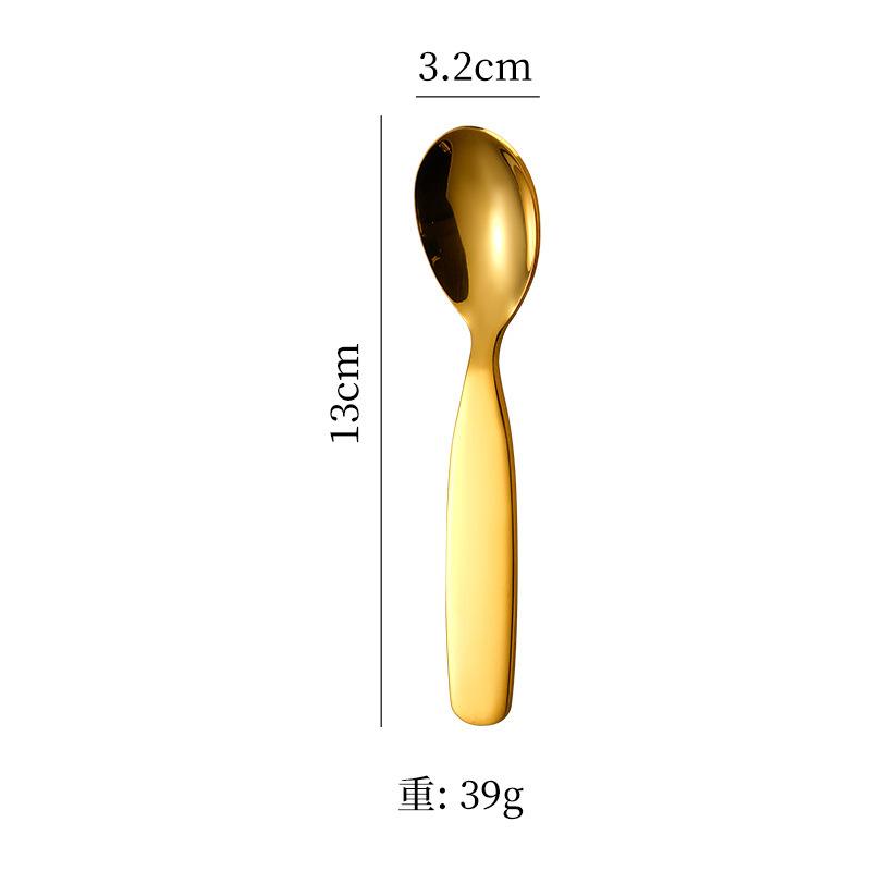 Toddler 304 Stainless Steel Spoon Fork Cute Short Handle Children's Tableware Baby Eating Utensils Thickened Dinnerware for Kids