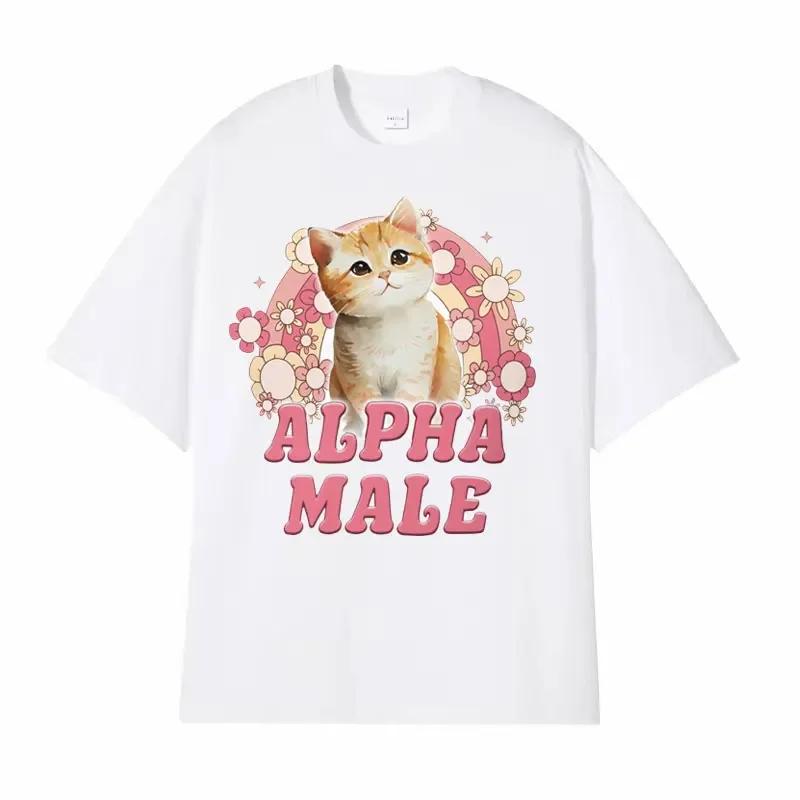 Alpha Male Cute Kitten Rainbow T Shirt Unisex Wounisex Funny Cat Meme Graphic T Shirts Fashion Vintage Short Sleeve Tshirt Streetwear