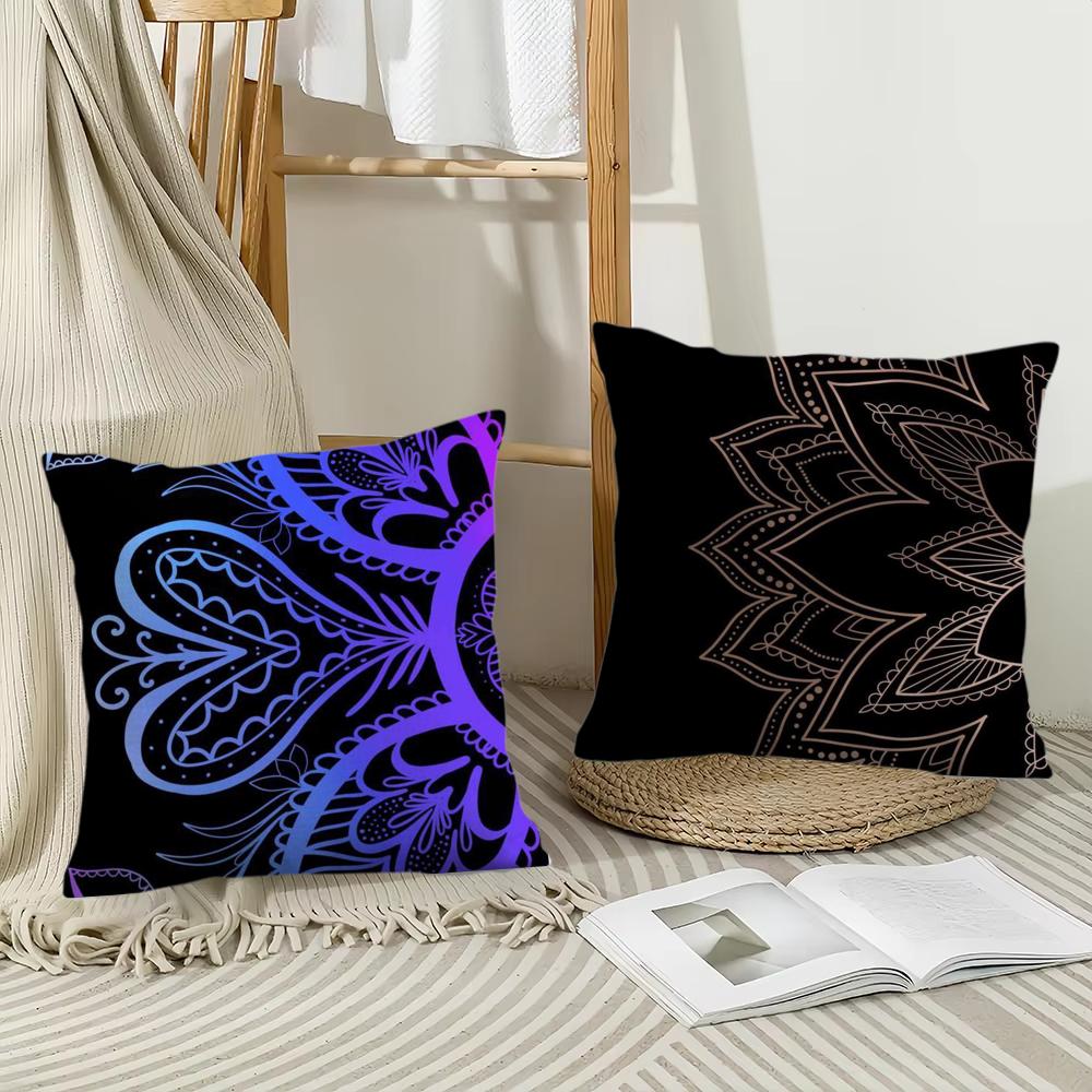 Classic Mandala Pattern Cushion Cover Short Plush Double-Sided Printing Home Machine Washable In Warm Winter Pillow Cover