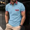 Men's summer casual T-shirts, checked polo shirts, zipped-pocket polo shirts, men's sports polo shirts