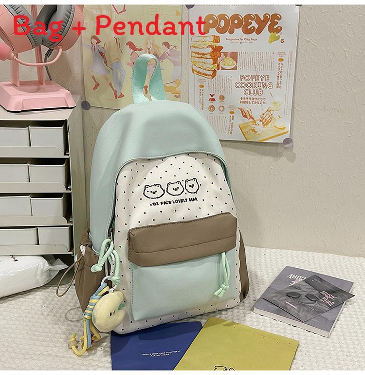Youth Campus Backpack Nylon Girls School Bag With Padded Straps For Travel And Study
