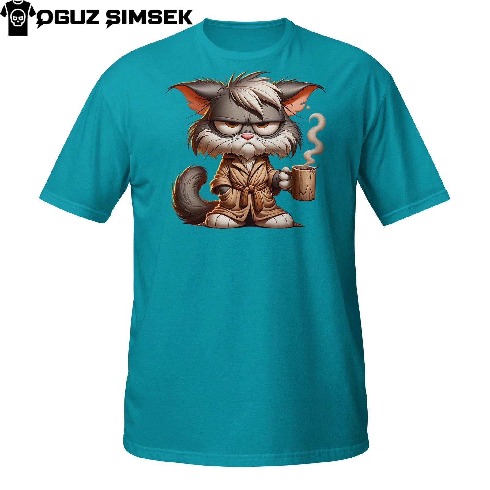 Футболка с Grumpy Cat Кофе | Футболка с унылым утренним котенком в халате 3XL