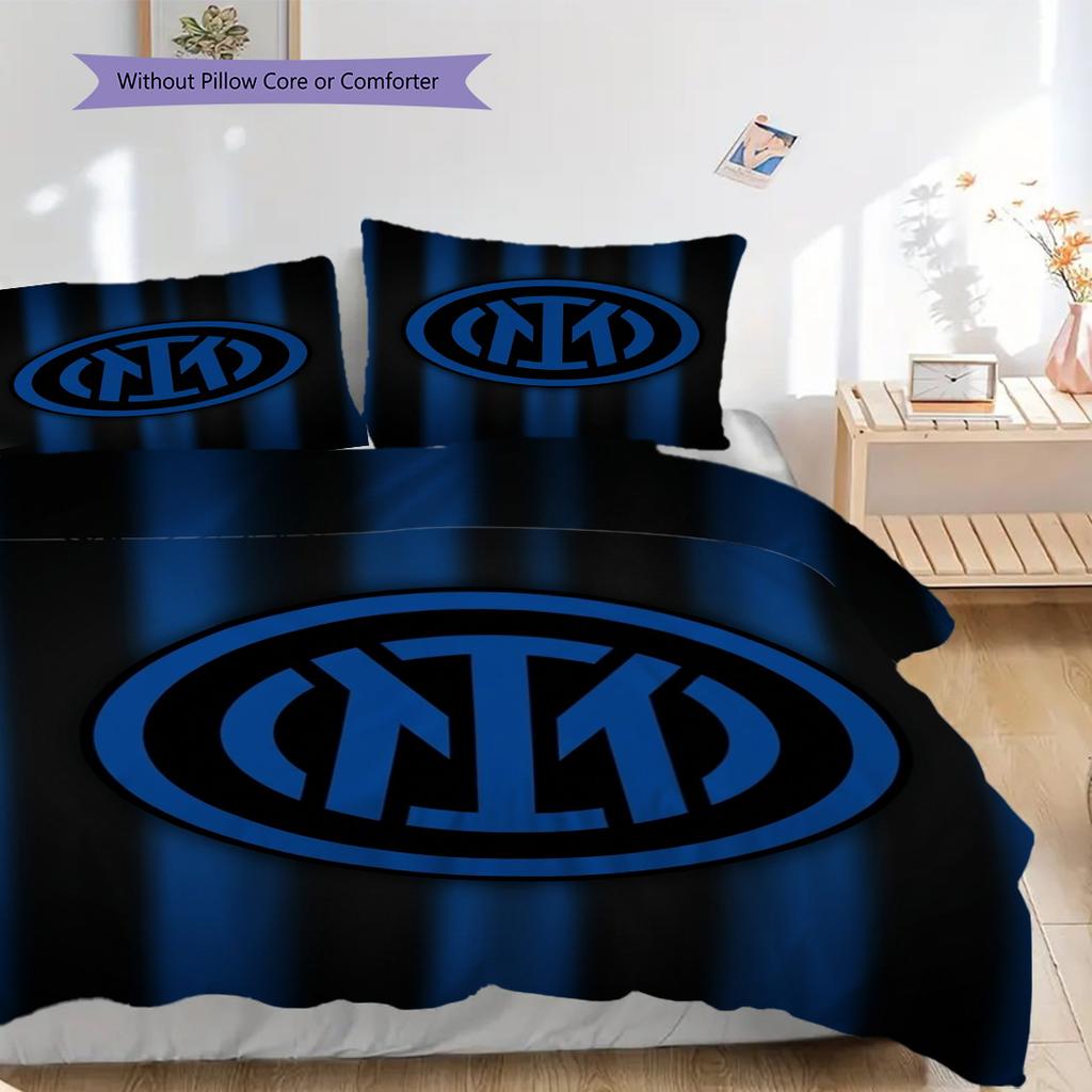 Set da tre pezzi Sfondo Emblema Inter (1 * copripiumino + 2 * federa, senza nucleo) Regalo di compleanno di Natale Copripiumino e federa