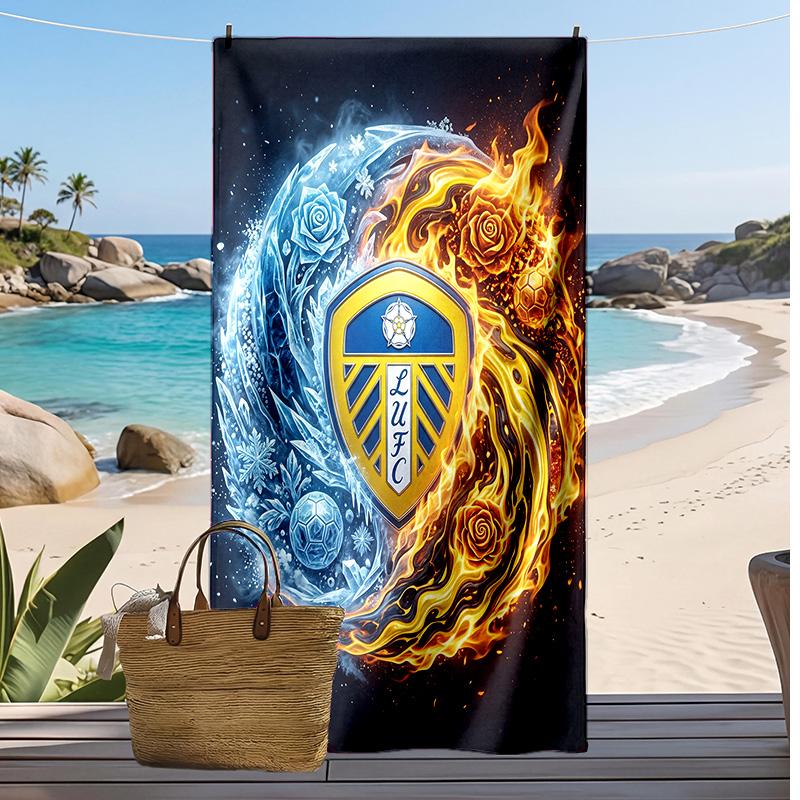 Asciugamano da Spiaggia con Stampa Leeds United Football, Asciugamano Grande Morbido ad Asciugatura Rapida per Spiaggia Campeggio Nuoto