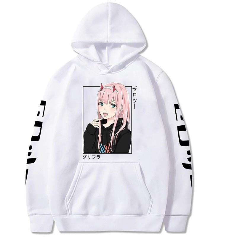 New Hip Hop Anime Zero Two Hoodies Harajuku Casual Streetwear Graphic Sweatshirts Unisex Autumn and Winter Hoodies
