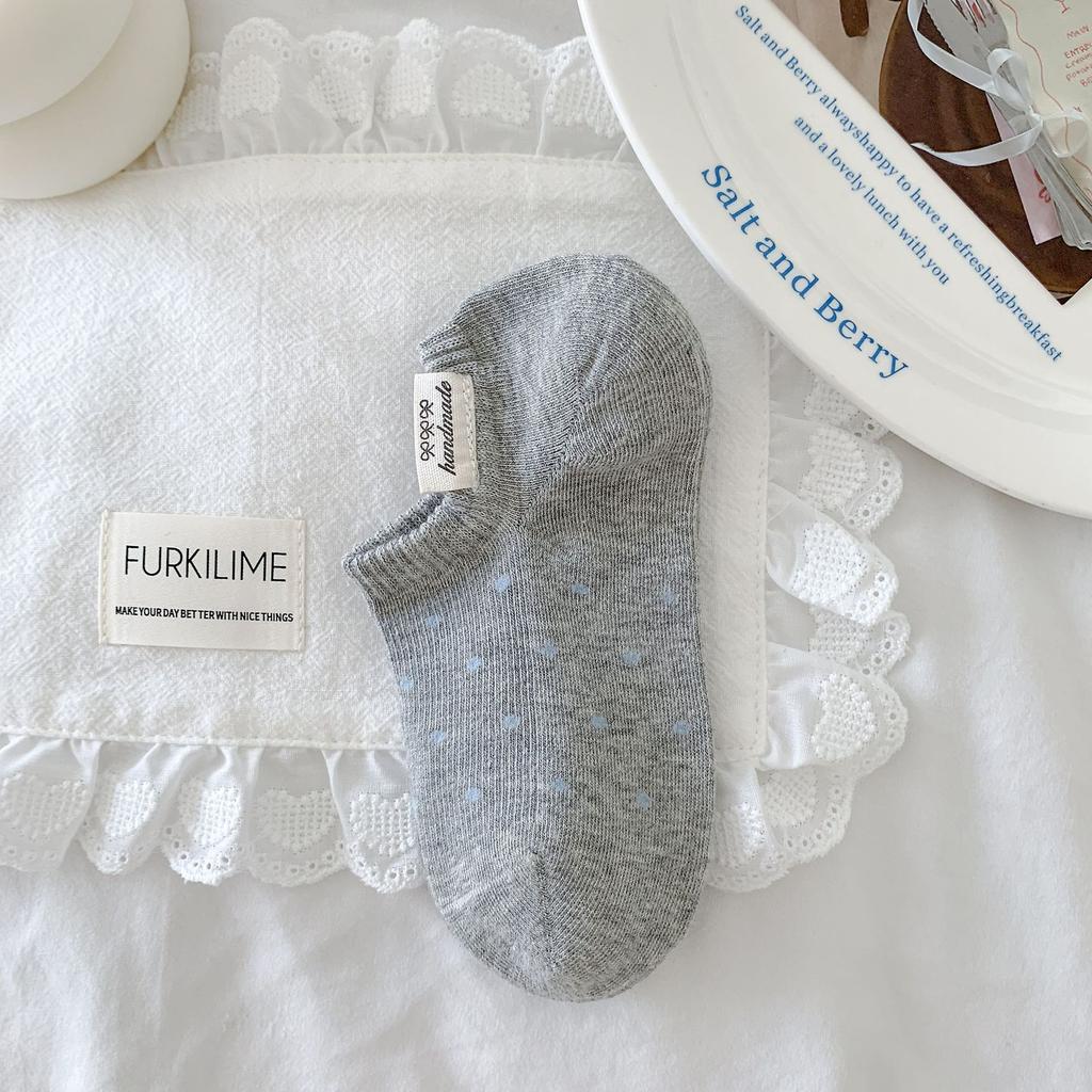 Socks Women'S Polka Dot Boat Socks Summer Thin Trend Women'S Socks Polka Dot Non-Slip Invisible Socks Shallow Socks