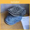Letter Denim Retro Beret Hat With Wide Brim For Women Streetwear Everyday Use