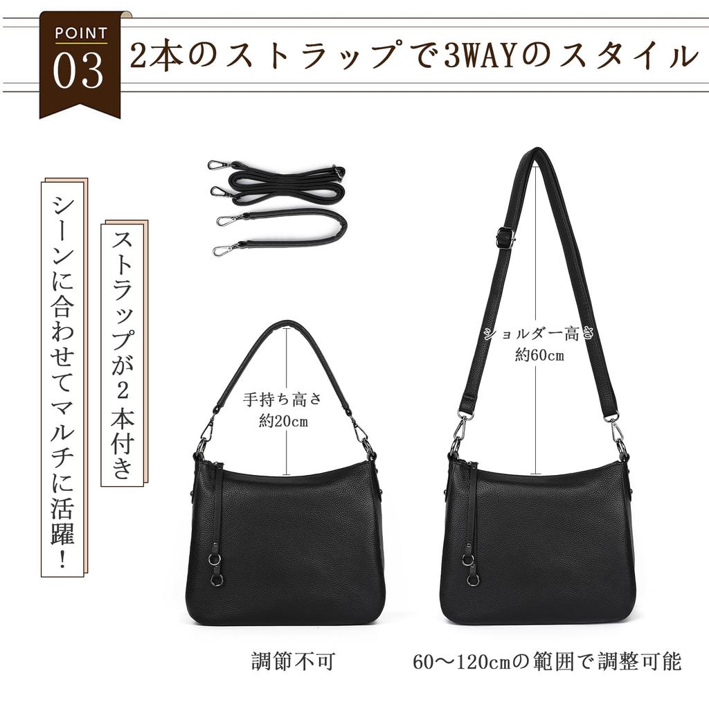 MFFOR Genuine Leather Shoulder Crossbody Shoulder Carry with Zipper Large Popular for Commuting Women's Bag, 2-Way, Bag, Handbag, Bag, Bag, Pocket,