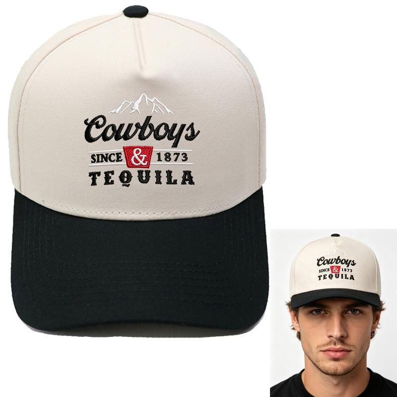 Cowboys & Tequila Cappellino da camionista Ricamo sulla visiera Abbinamento colori vintage Berretto da baseball Maschio Femmina Casual