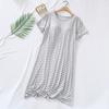 Women's Crew Neck Striped Free Bra Short Sleeve Pajamas Simple Nightdress Casual Loungewear
