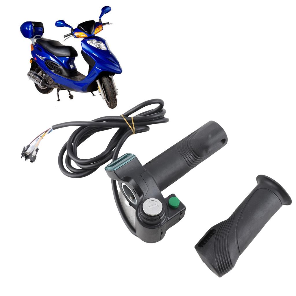 Electric Bike Throttle Grip Kit, 2 PCS Voltage Display Handlebar with SM Interface, for 12V to 99V Electric Bikes Lithium Battery