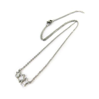 [N7070] - Silver Gray 'Stars' Steel Necklace