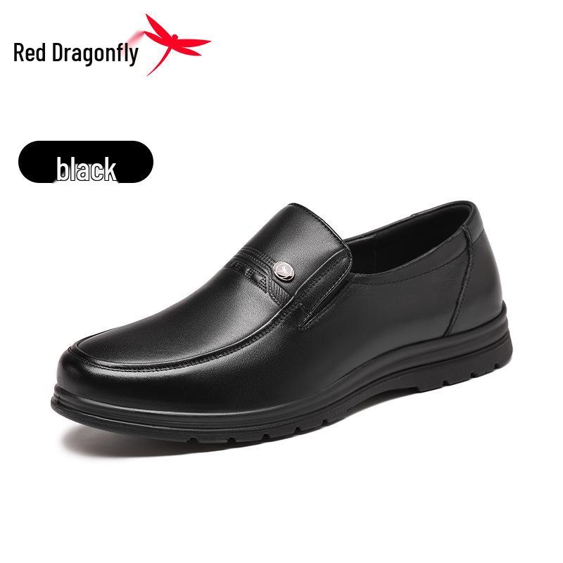Red Dragonfly Men s Four Seasons Genuine Leather Slip-On Loafers: Casual Non-slip Driving & Business Shoes 43 чёрный