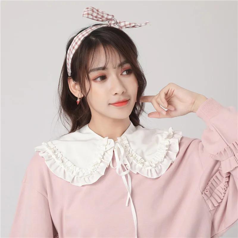 Perfect Match Solid Color Women Chiffon Stand Fake Collar Adult Detachable Lace False Collar Shirt Blouse Top Neckwear Clothes Accessories