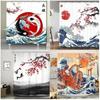 Japanese-style Shower Curtain Koi Fish Landscape Polyester Fabric Bathtub Curtain Bathroom Decoration a Variety of Optional