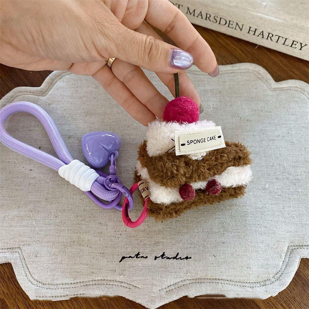 Kawaii Funny Simulation Food Keychain Burger Bag Keyring Cute Cake Plush Pendant  Boys/Girls
