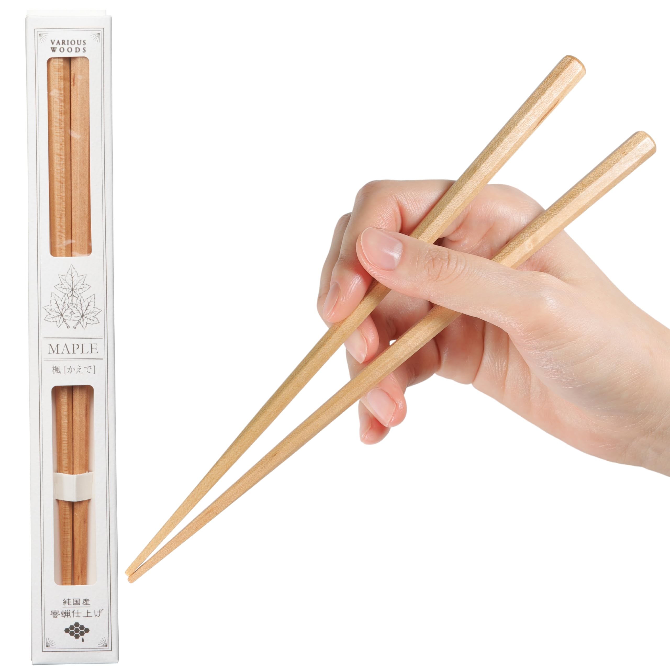 

FlaColle Beeswax Finish 23cm Natural Wood Octagonal Thick Made in Japan Gift [Natural Chopsticks] Chopsticks, Stylish, [Nostalgic Warmth] (Maple)