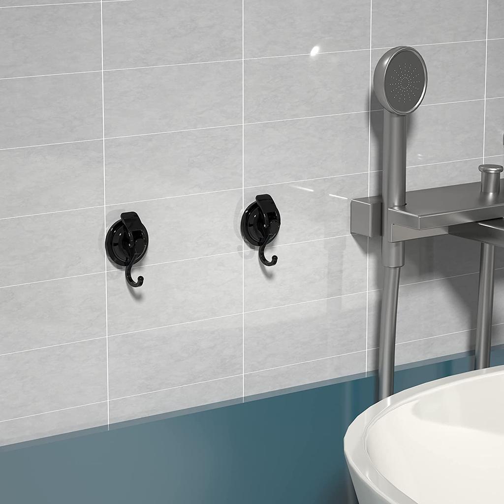 Suction Cup Hooks 2 Pack Matte Black Heavy Duty Wall Hanger Hooks