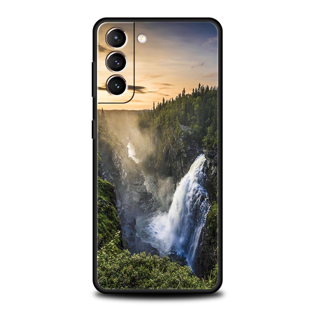 Pouzdro na telefon s motivem lesa, pláže a východu slunce, hor a přírody pro Samsung Galaxy S23 S22 S21 S20 FE Ultra 5G S10 S10E S9 S8 Plus 10 20 Cover