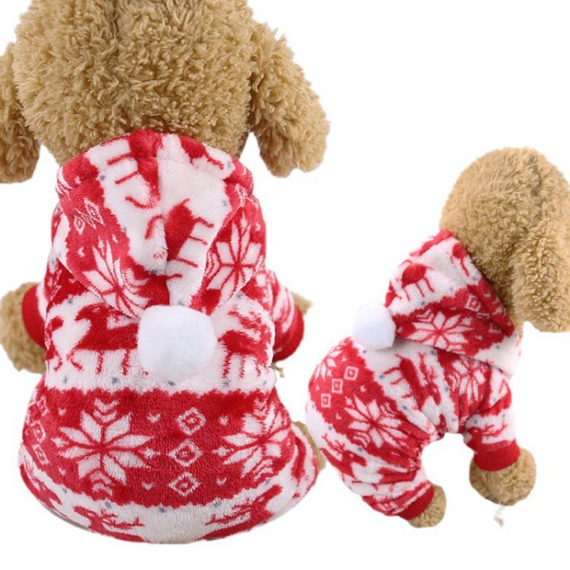 Warm Fleece Pet Dog Cat Four-Legged Winter Costume Christmas Outfit Small Medium Large Size