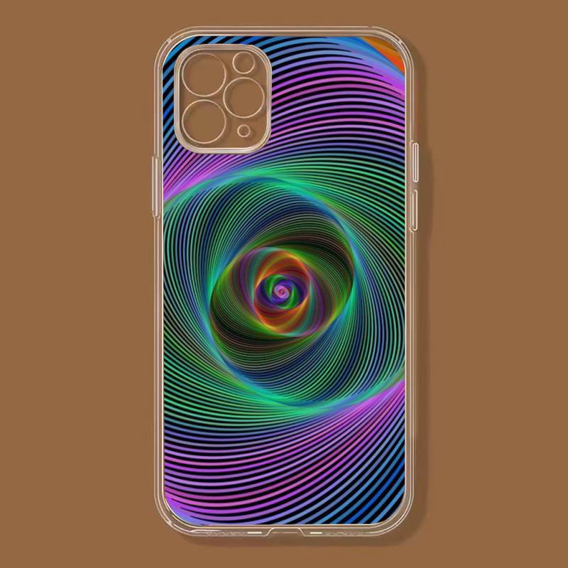 Color Vertigo Phone Case For Iphone 11 12 13 14 Pro Max 7 8 Plus X Xr Xs Max Se 2020 Mini Transparent Case