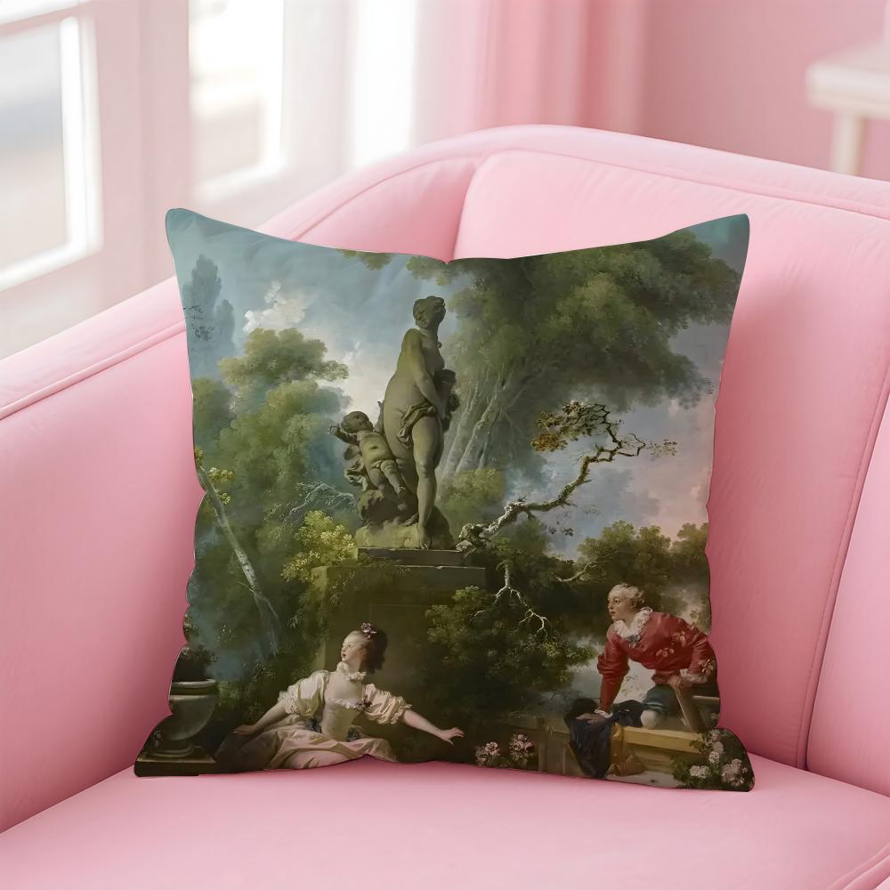 Rococo JJean Honore Fragonard Kissenbezug Kissenhülle Weicher Hautfreundlicher Stoff Komfort Verdeckter Reißverschluss
