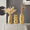 Moderne Galvanisierte Gold Keramikvase Wohnzimmer Blumenarrangement Ornamente Moderne Irreguläre Kunst Hydrokulturvase Dekoration