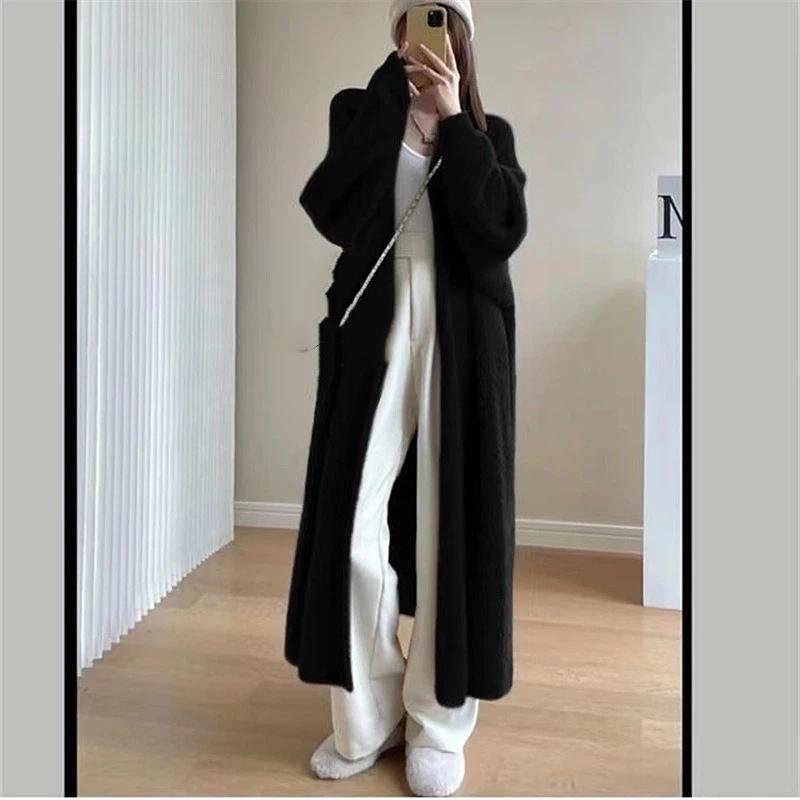 Damen S Lockerer Langer Überknie Strick Cardigan Pullover Herbst Winter