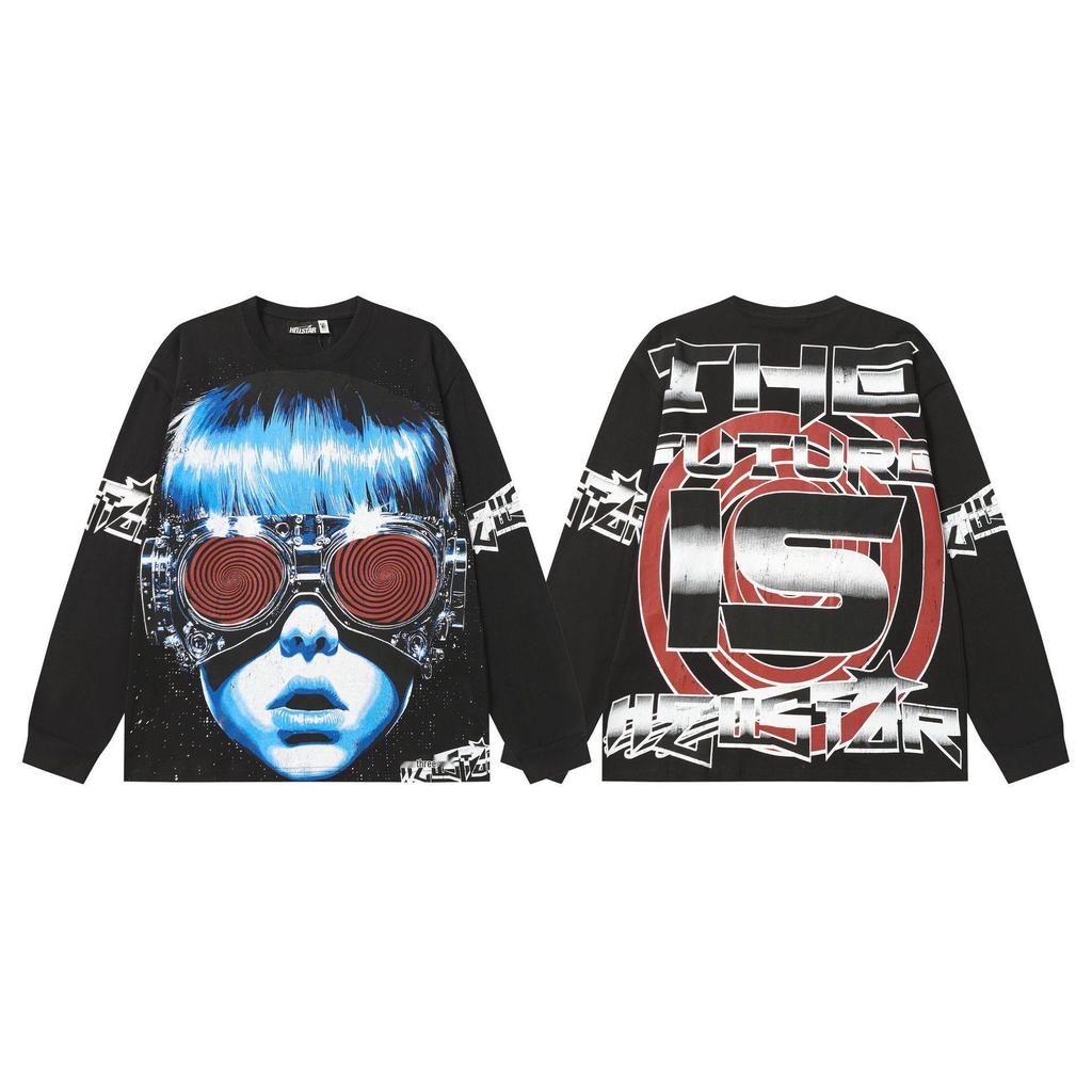 Cross 2025 Hellstar Trendy High Street Loose Long Sleeve Hoodie for Men & Women – Autumn Wear