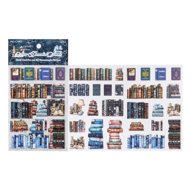 2sheets Book Gallery Series Retro 3D Relief Die Cutting Stickers Creative Decoration DIY Junk Journal Scrapbook Stickers