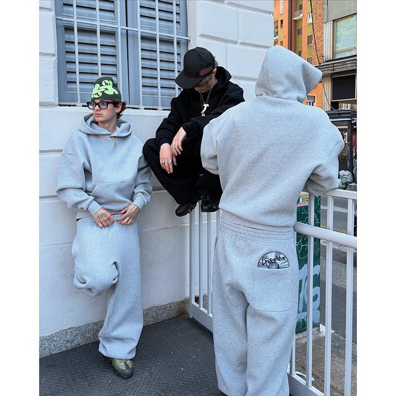Vintage Print Hoodie and Sweatpants Set - Long Sleeve Streetwear