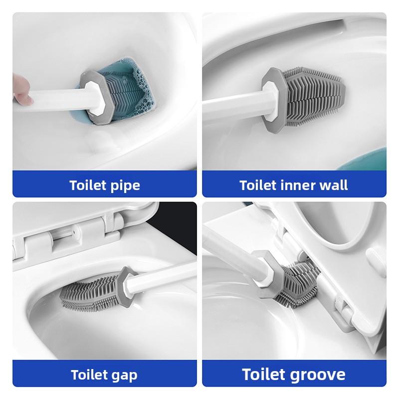 Silicone Toilet Brush, Household Toilet Brush with No Blind Spots, Wall-mounted Toilet Brush Set