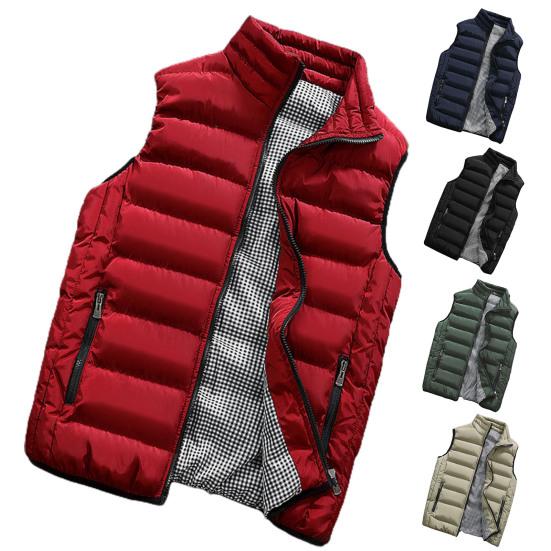 Men Vest Coat Waterproof Padded Thick Stand Collar Winter Waistcoat for Daily Wear