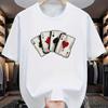 Sommer Herren 100% Reine Baumwolle Poker Karten Grafikdruck Lässig Locker Sport Bequem Rundhals Kurzarm T-Shirt Top