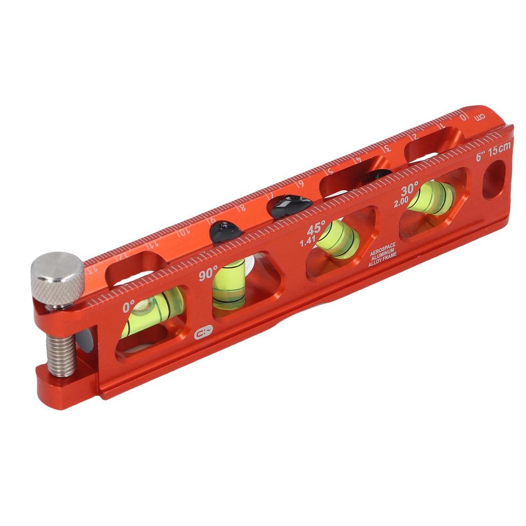 Nivel cu bulă de aer Riglă 6 Inch 15cm 0 30 45 90 Grade 4 Fiole cu bulă Scară metrică imperială Puternic