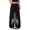 Fitness Harajuku Y2K Herr Y2K Grafiska Baggy Sweatpants Dragsko i Midjan Vida Ben Joggerbyxor med Fickor