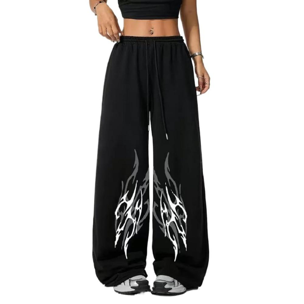 Fitness Harajuku Y2K Herr Y2K Grafiska Baggy Sweatpants Dragsko i Midjan Vida Ben Joggerbyxor med Fickor