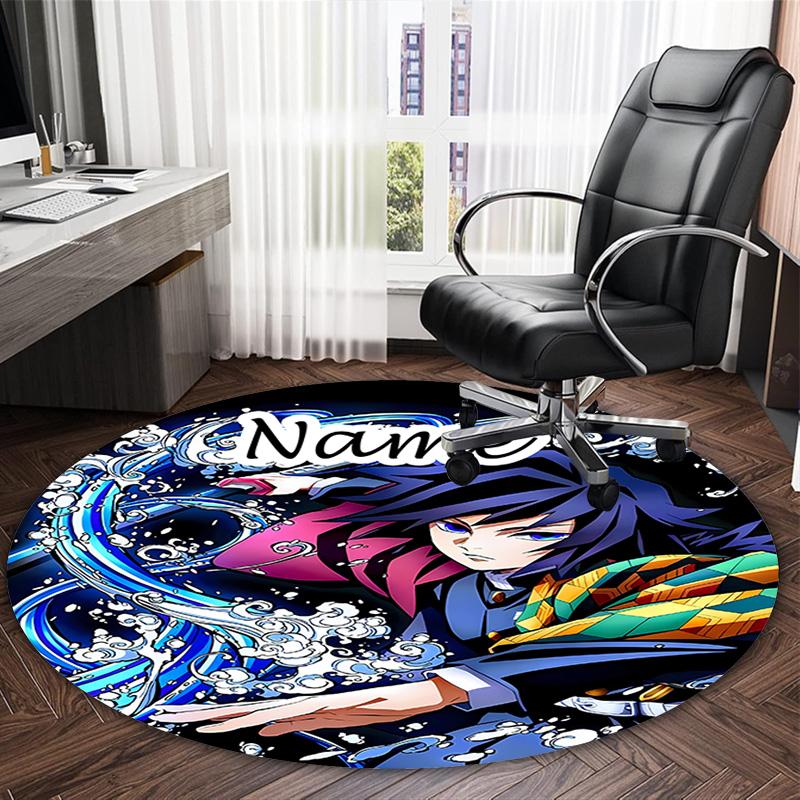 Customizable Demon Slayer6 Round Non-Slip Carpet - Ideal for Garden, Picnic, Office, Perfect for Decoration, Suitable For All Seasons