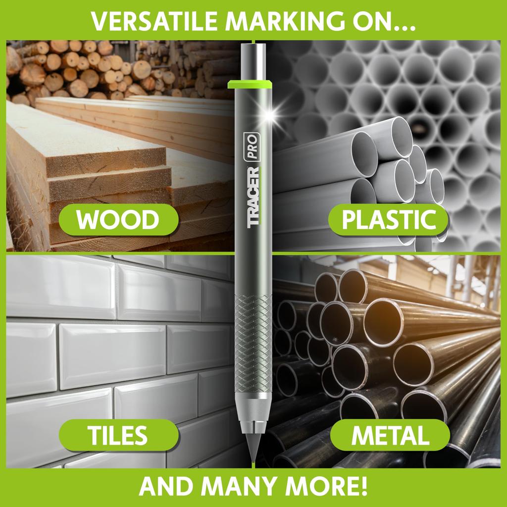 Tracer Pro Series Tough Metal Construction Aluminum Construction Marking Kit with 6 Replacement Lead Packs and Sight Holster Pencil, All-in-One