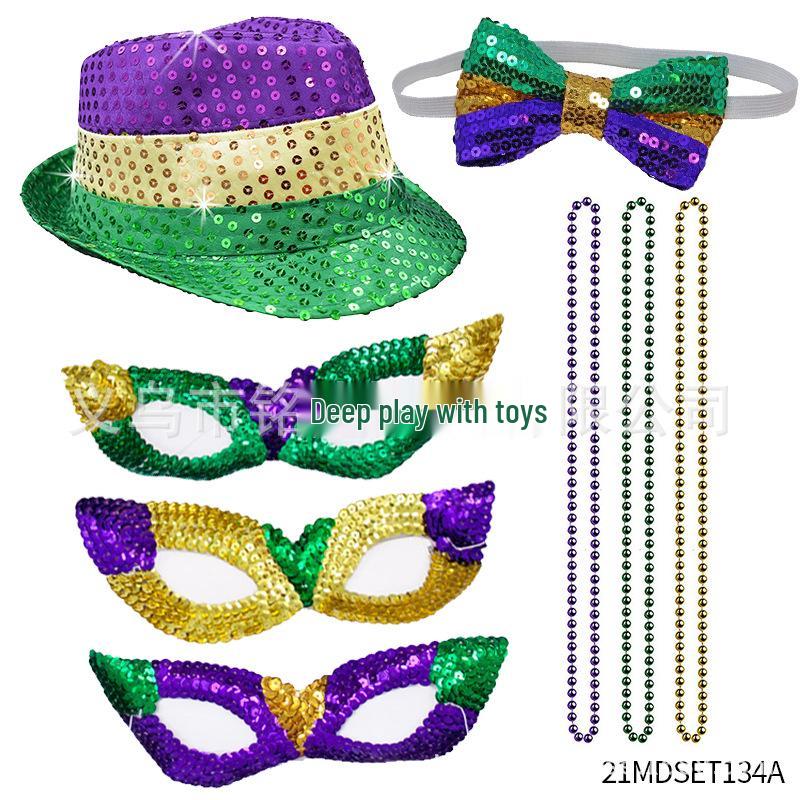 Carnival King Costume Set: Adult Cape, Crown, Hat, & Wand