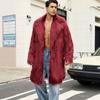 Herren Wintermantel aus Kunstpelz Warm Flauschig Dick Trenchcoat Pelzig Lange Jacke Offene Vorderseite Lange Ärmel Locker Lässig Oberbekleidung Kunstpelz Parka Mantel für Herren