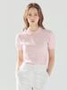 LORDLOAR Striped Round Neck Collar Knit Pink