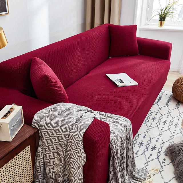 Sofa Cover Fully Wrapped Solid Color Elastic Sofa Cushion Thick Corn Fleece Four Seasons Universal Living Room Corner Cushion for Home