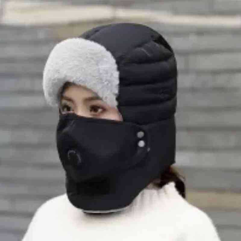 Hiver extérieur hommes et femmes coupe-vent protection des oreilles protection du visage lunettes d'hiver bonnet chaud en coton épais
