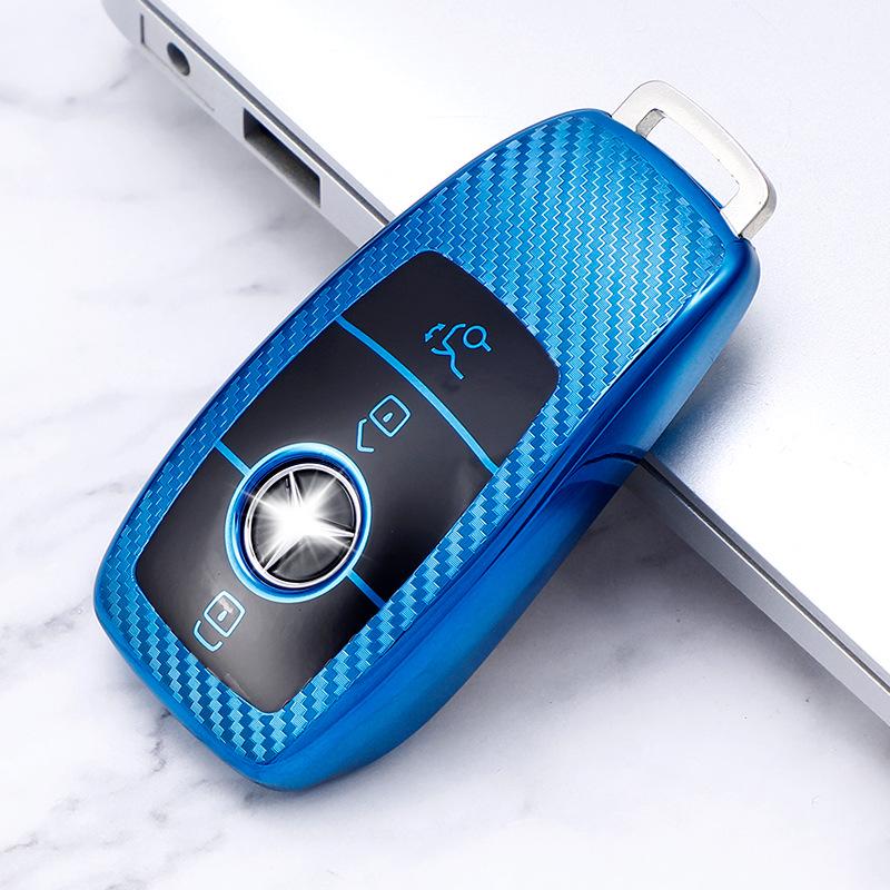 

TPU Key Case for Mercedes-Benz E-Class/C-Class/A200 - Carbon Fiber Pattern Full Wrap Shell