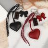 Fashionable Retro Bow Heart Bag Charm Y2K Ins Style Woven Rope Keychain Pendant Girly Trendy Car Key Holder Gifts