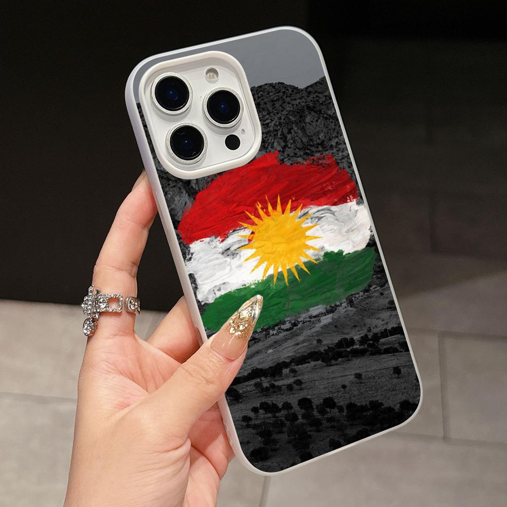 Kurdistan Flag Jelly Double layer White Mobile Phone Case for iPhone 17 16 15 14 13 12 11 Air Pro Max Plus Protective