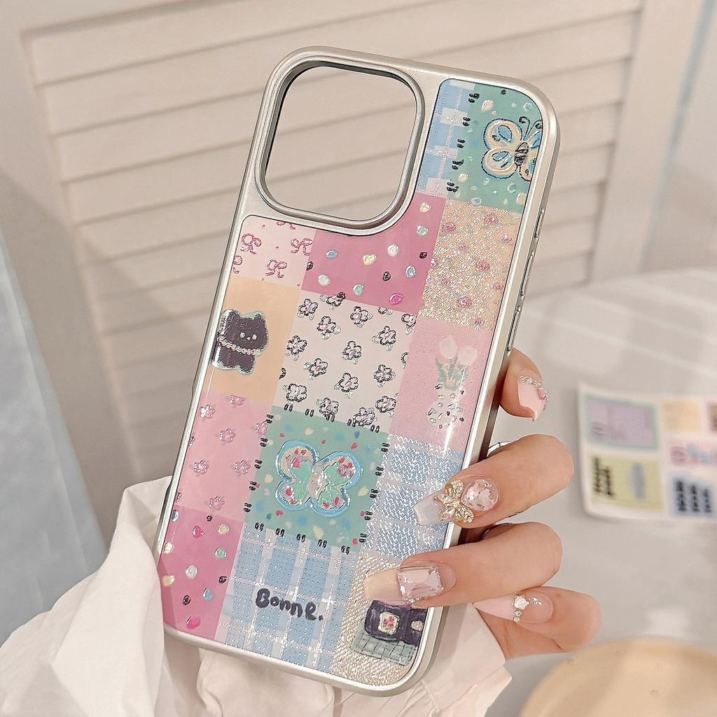 Gilt Ins Lattice Stitching 16pro Max Mobile Phone Case Iphone17 Apple 15 Electroplated High-quality Mobile Phone Case